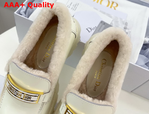 Dior Code Loafer White Brushed Calfskin and Shearling Replica