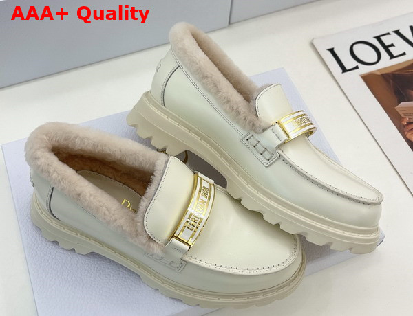 Dior Code Loafer White Brushed Calfskin and Shearling Replica