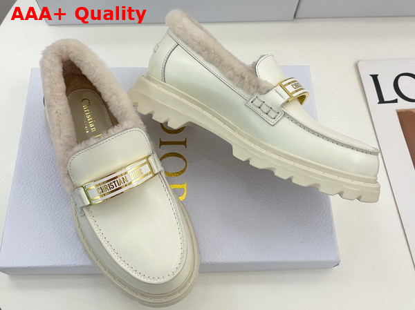 Dior Code Loafer White Brushed Calfskin and Shearling Replica