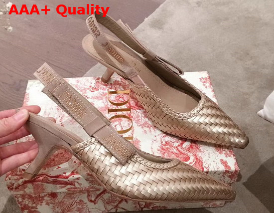 Dior Copper Jadior Slingback Woven Laminated Lambskin Pump Replica