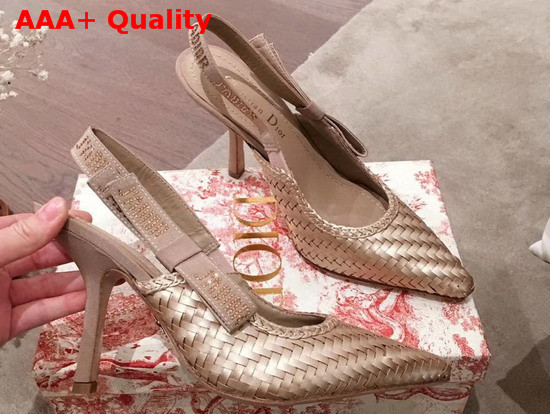 Dior Copper Jadior Slingback Woven Laminated Lambskin Pump Replica