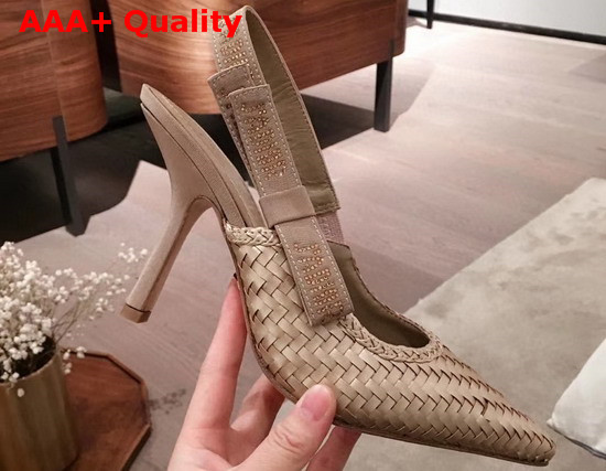 Dior Copper Jadior Slingback Woven Laminated Lambskin Pump Replica