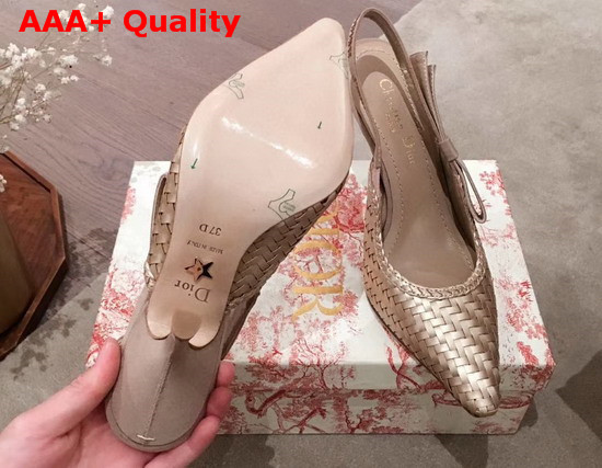 Dior Copper Jadior Slingback Woven Laminated Lambskin Pump Replica