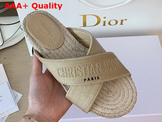 Dior Cream Dior Granville Embroidered Cotton Mule Replica