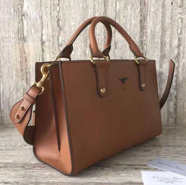 Dior D Bee Tote Handbag in Brown Smooth Calfskin For Sale