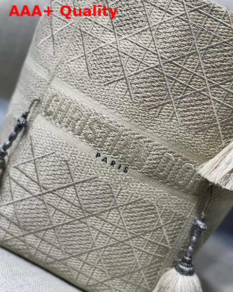 Dior D Bubble Bucket Bag Beige Cannage Embroidery with Straw Effect Replica