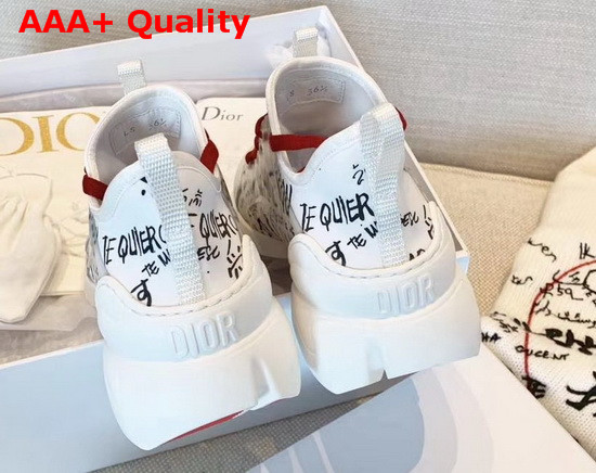 Dior D Connect Dioramour Graffiti Sneaker White Black and Red Neoprene Replica