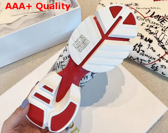 Dior D Connect Dioramour Graffiti Sneaker White Black and Red Neoprene Replica