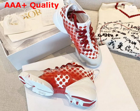 Dior D Connect Dioramour Sneaker White and Red Neoprene Replica