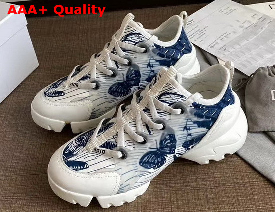 Dior D Connect Sneaker Blue Butterfly Print Technical Fabric Replica