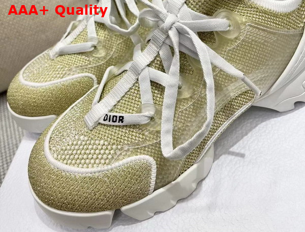 Dior D Connect Sneaker Gold Tone Laminated Mesh Replica