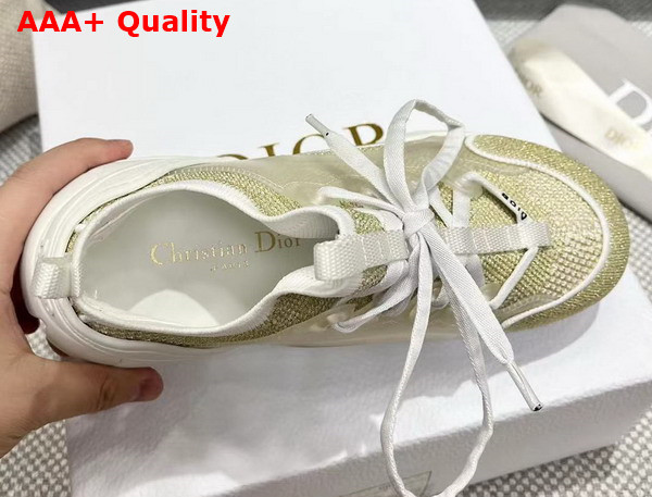 Dior D Connect Sneaker Gold Tone Laminated Mesh Replica