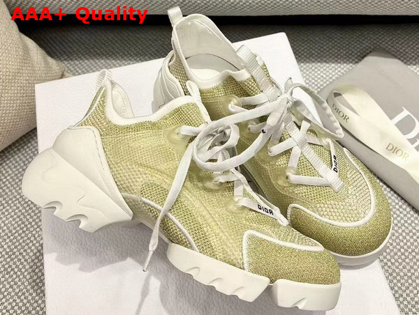 Dior D Connect Sneaker Gold Tone Laminated Mesh Replica