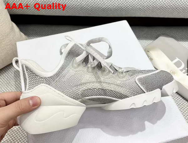 Dior D Connect Sneaker Silver Tone Laminated Mesh Replica