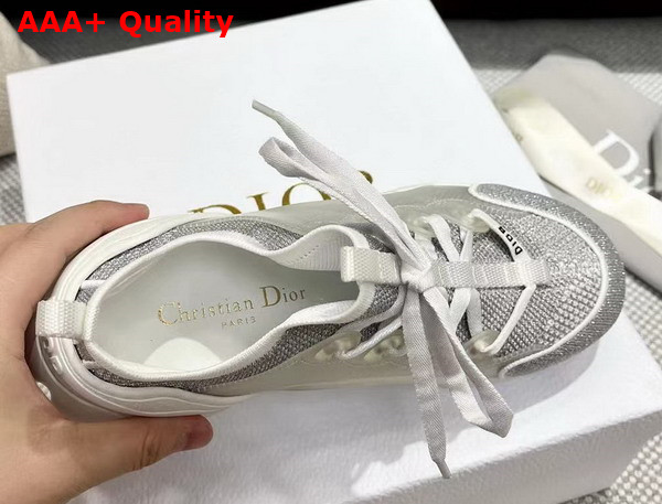 Dior D Connect Sneaker Silver Tone Laminated Mesh Replica