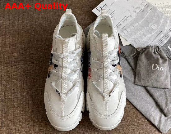 Dior D Connect Sneaker White Technical Fabric with Printed Mickey Mouse Replica