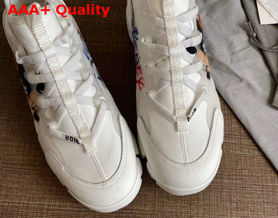 Dior D Connect Sneaker White Technical Fabric with Printed Mickey Mouse Replica