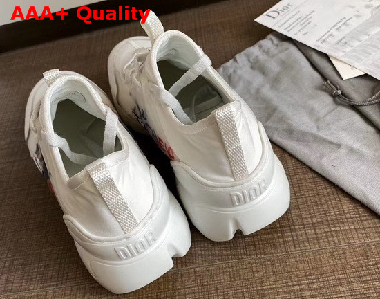 Dior D Connect Sneaker White Technical Fabric with Printed Mickey Mouse Replica