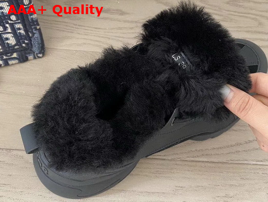 Dior D Connect Sneaker in Black Leather with Shearling Lining Replica