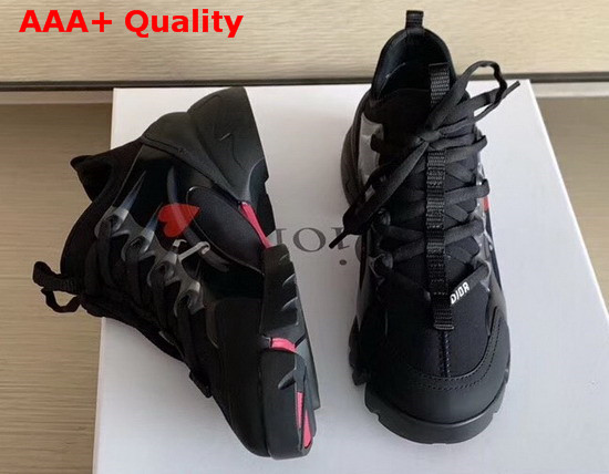 Dior D Connect Sneaker in Black Neoprene Printed with a Love Message On Each Foot Replica