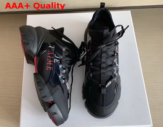 Dior D Connect Sneaker in Black Neoprene Printed with a Love Message On Each Foot Replica