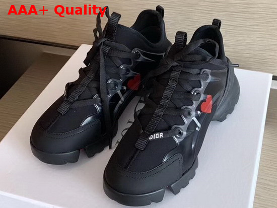 Dior D Connect Sneaker in Black Neoprene Printed with a Love Message On Each Foot Replica