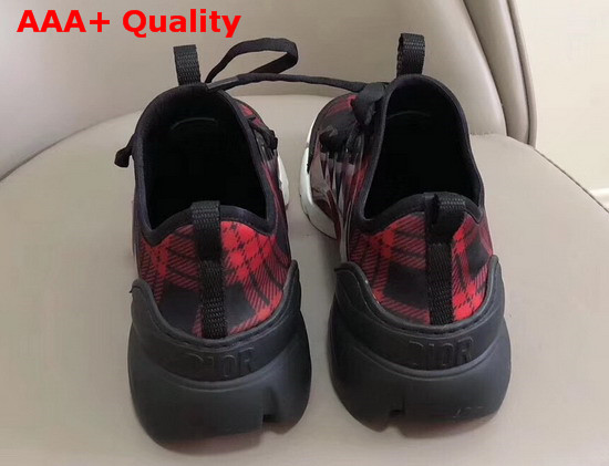 Dior D Connect Sneaker in Neoprene Printed with a Black and Red Tartan Motif Replica