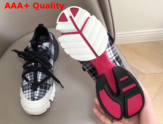 Dior D Connect Sneaker in Neoprene Printed with a Black and White Tartan Motif Replica