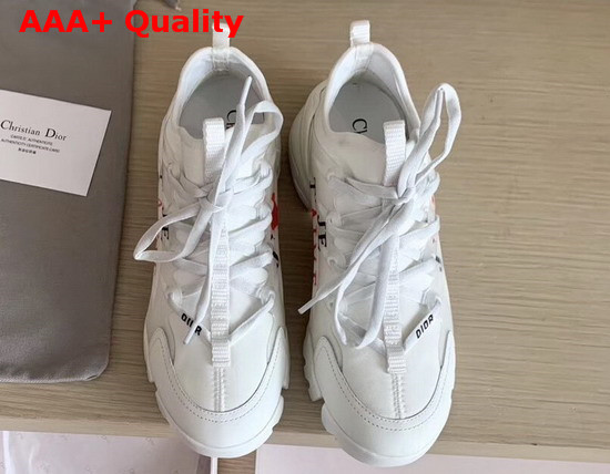 Dior D Connect Sneaker in White Neoprene Printed with a Love Message On Each Foot Replica