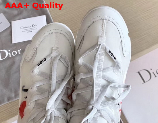 Dior D Connect Sneaker in White Neoprene Printed with a Love Message On Each Foot Replica