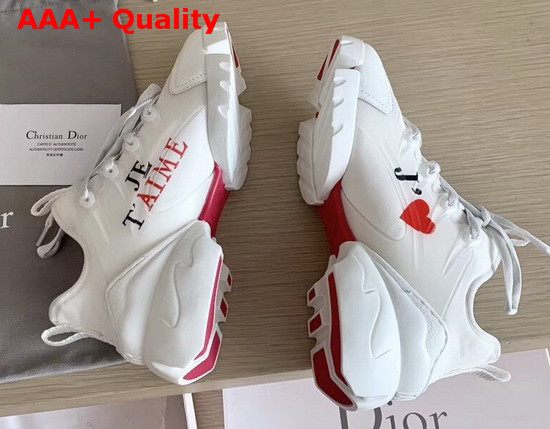 Dior D Connect Sneaker in White Neoprene Printed with a Love Message On Each Foot Replica