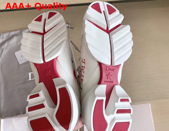 Dior D Connect Sneaker in White Neoprene Printed with a Love Message On Each Foot Replica