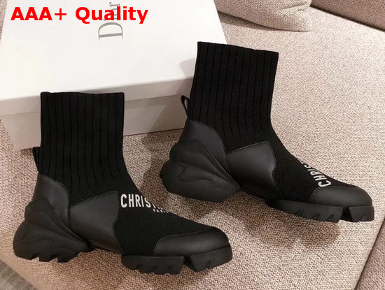 Dior D Connect Sock Boots in Black Stretch Knit Replica