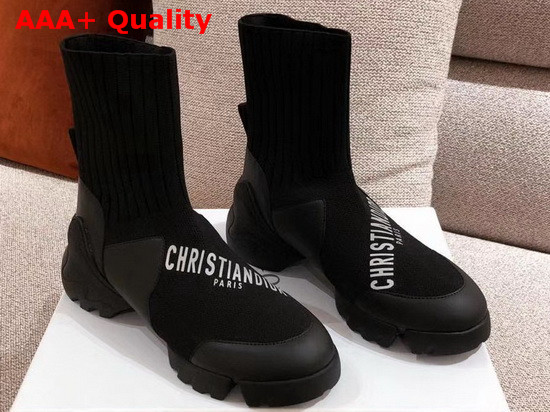 Dior D Connect Sock Boots in Black Stretch Knit Replica