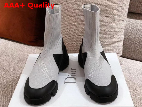 Dior D Connect Sock Boots in Light Grey Stretch Knit Replica