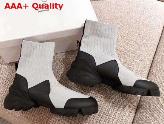 Dior D Connect Sock Boots in Light Grey Stretch Knit Replica