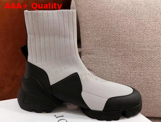 Dior D Connect Sock Boots in Light Grey Stretch Knit Replica