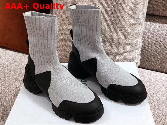 Dior D Connect Sock Boots in Light Grey Stretch Knit Replica