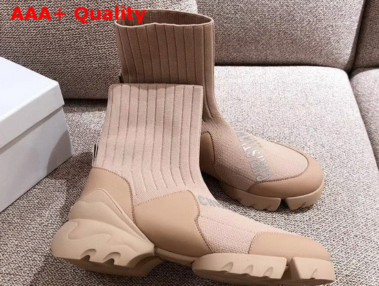 Dior D Connect Sock Boots in Nude Stretch Knit Replica