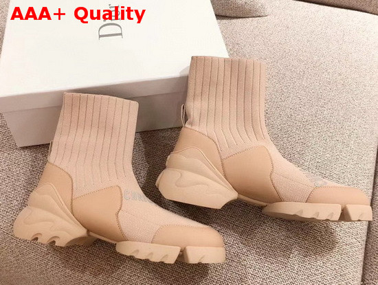 Dior D Connect Sock Boots in Nude Stretch Knit Replica