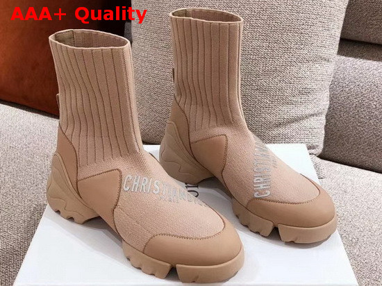 Dior D Connect Sock Boots in Nude Stretch Knit Replica