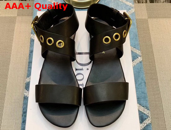 Dior D Dior Calfskin Leather Sandal in Black Replica