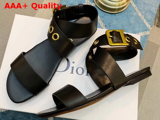 Dior D Dior Calfskin Leather Sandal in Black Replica