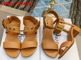 Dior D Dior Calfskin Leather Sandal in Camel Replica