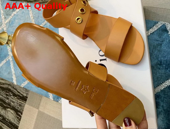 Dior D Dior Calfskin Leather Sandal in Camel Replica