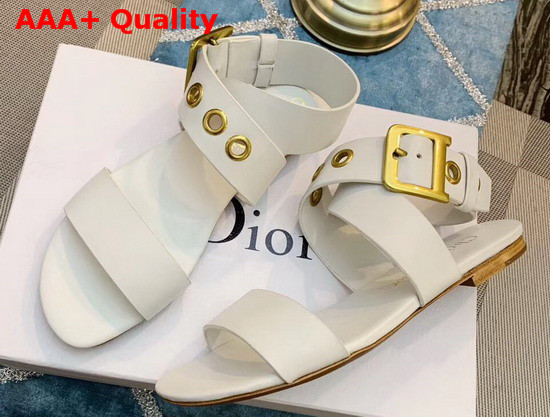 Dior D Dior Calfskin Leather Sandal in White Replica