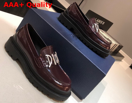 Dior D Dior Loafers in Bordeaux Calfskin Replica