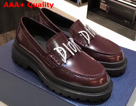 Dior D Dior Loafers in Bordeaux Calfskin Replica