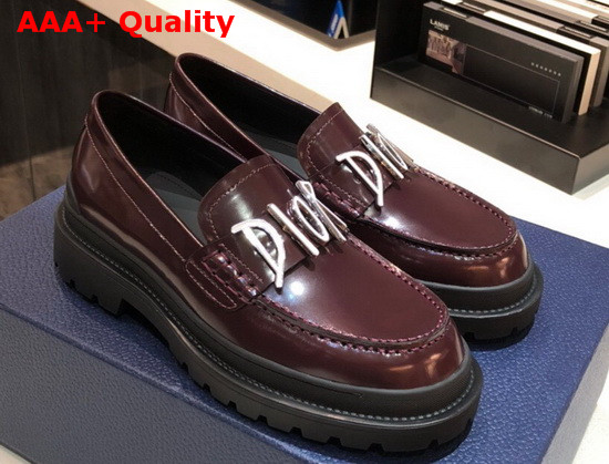 Dior D Dior Loafers in Bordeaux Calfskin Replica