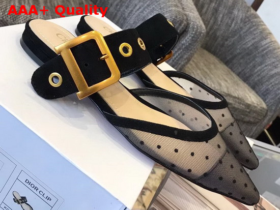 Dior D Dior Mule in Black Dotted Swiss Replica